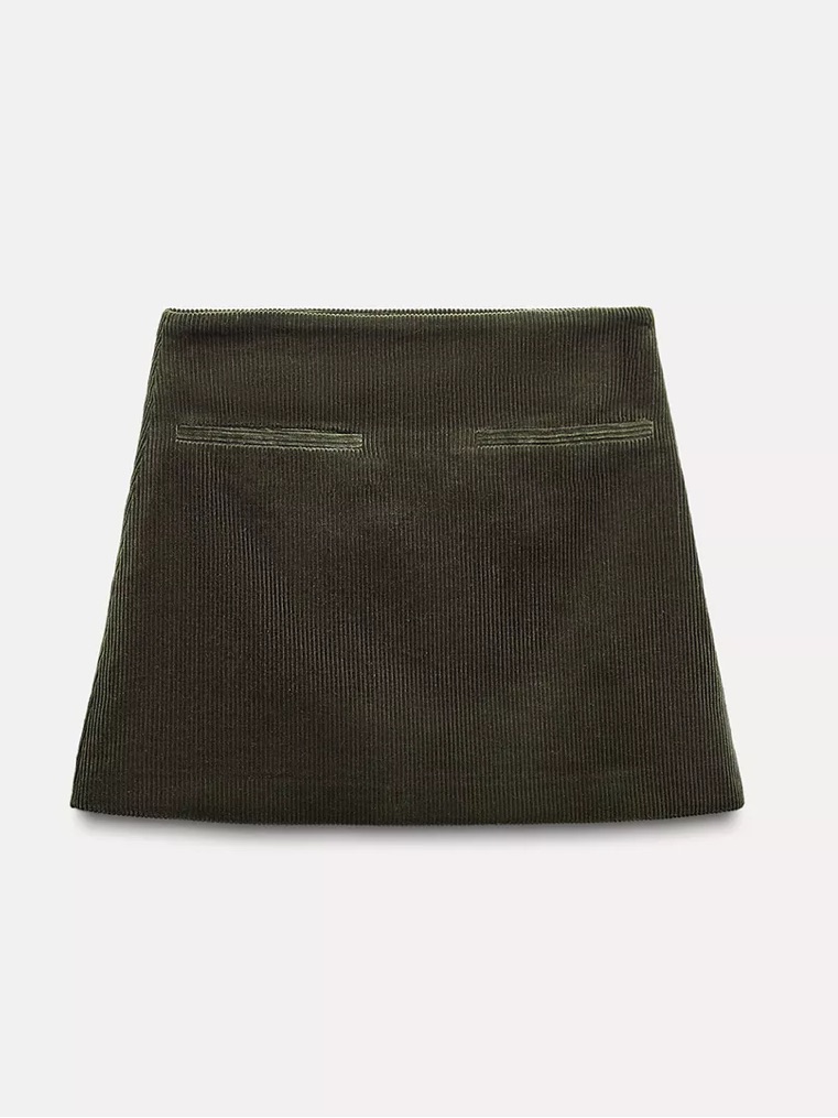 Zara Dark Olive Courderoy Mini Skirt